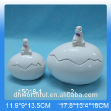 Kitchenware ceramic storage jar with rabbit design